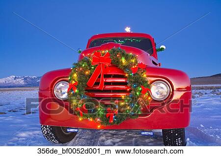 Stock Photo of Vintage red Ford pick-up truck with ...