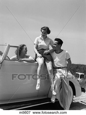 Roberts Auto Group >> Picture of 1930 1930S 2 Women 1 Man Sitting Car Talking ... Roberts Auto Group >> Picture of 1930 1930S 2 Women 1 Man Sitting Car Talking ...