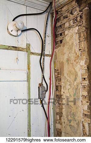 Stock Images of Old electrical cloth insulated and plastic wiring