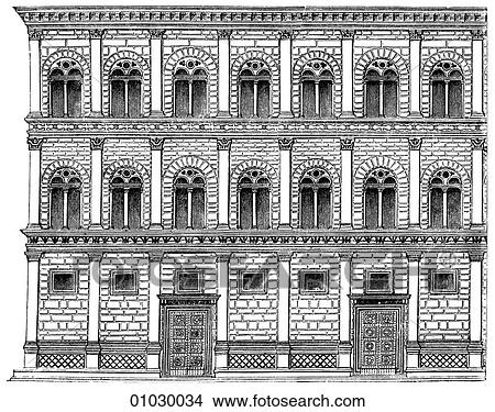 Drawings Of Architecture - Italy - Line Art Elevation Renaissance. Part 