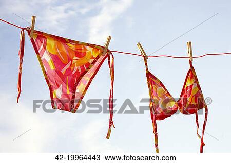 Stock Photo Of Bikini Hanging To Dry On Clothes Line 42 19964443