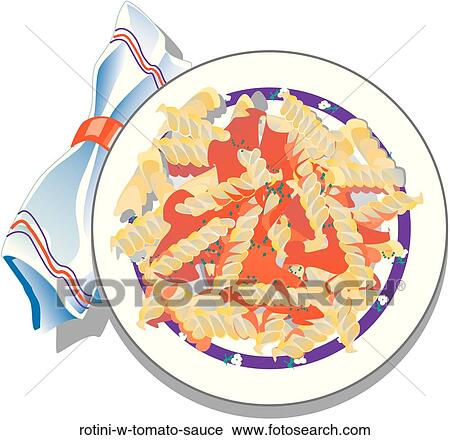 Clipart of Rotini w/ Tomato Sauce rotini-w-tomato-sauce - Search Clip
