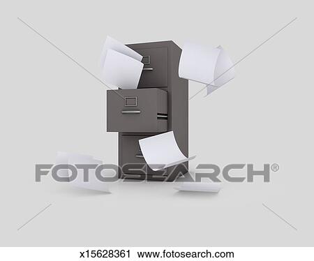 免版税(RF)类图片 - 文件柜, 带, 打开抽屉, 同时