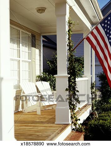 Front Porch Clipart stock photography of american flag flying from front porch of home Front Porch Clipart stock photography of american flag flying from front porch of home