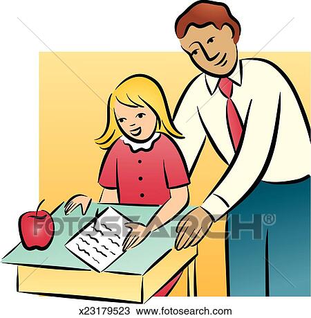 Drawing of Teacher & Student x23179523 - Search Clipart, Illustration