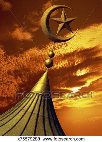 Picture - Dome with Muslim star and crescent. Fotosearch - Search Stock Photos, Images, Print Photographs, and Photo Clip Art