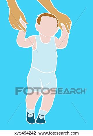 Clipart - bebê, aprendizagem andar. Fotosearch - Busca de Imagens Clip Art, Ilustrações, Desenhos e Vetores Gráficos
