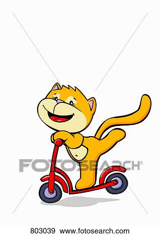 Clip Art Of A Cat Riding Push Scooter 803039 Clip Art Of A Cat Riding Push Scooter 803039