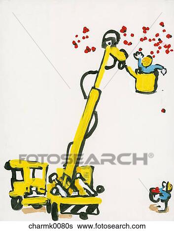 Stock Illustration of Cherry Picking With A Cherry Picker charmk0080s