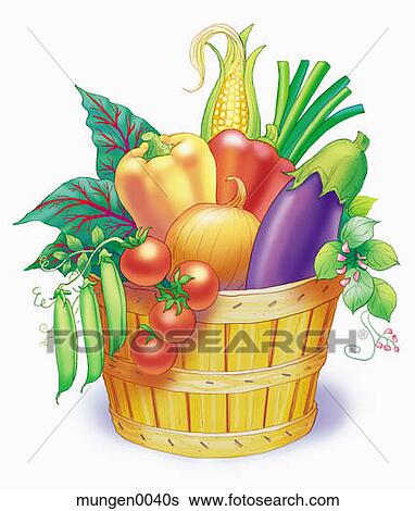 Stock Illustration of Basket of Vegetables mungen0040s - Search Clip