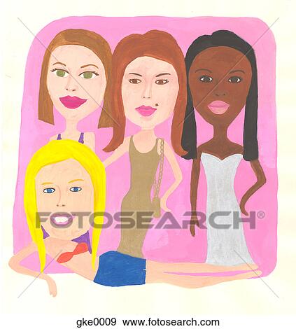 Stock Illustration of group of friends gke0009 - Search Vector Clipart