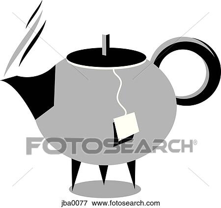 Stock Illustration Of Steaming Teapot B&w Jba0077 - Search EPS Clipart ...