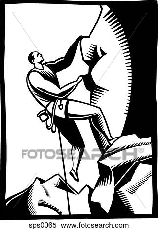 Stock Illustration Of A Black And White Illustration Of A Rock Climber ...