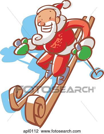 剪贴画 圣诞老人, 滑雪术downhill