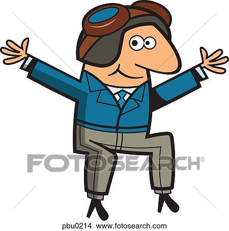 Drawings of A man wearing aviation goggles pbu0214 - Search Clip Art