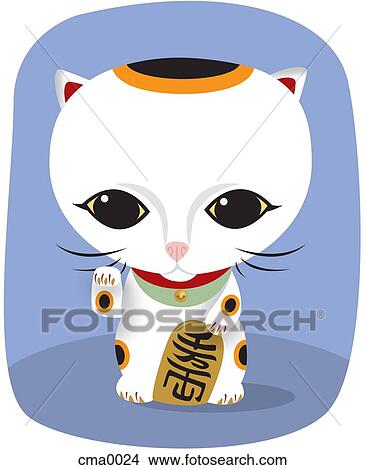 Drawings of A good luck cat cma0024 - Search Clip Art Illustrations