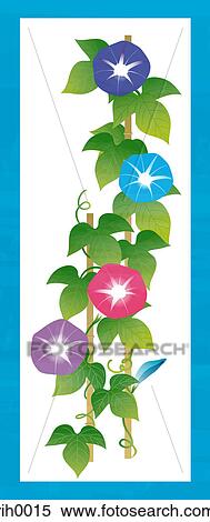 Stock Illustration of Illustration of a vine with colored flowers