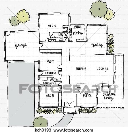 Drawing - Floor plans of a house. Fotosearch - Search Clipart ...