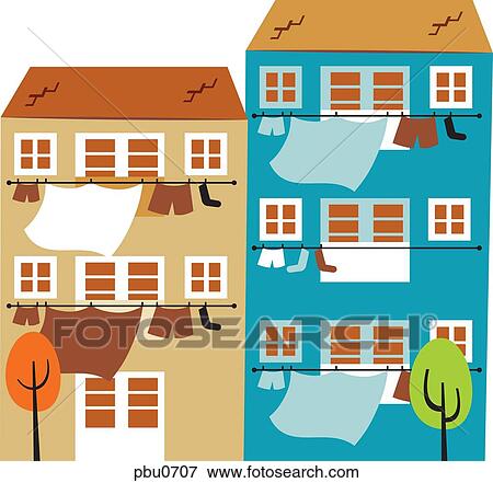 Apartment Building Illustration stock illustration of two apartment buildings with clothing Apartment Building Illustration stock illustration of two apartment buildings with clothing
