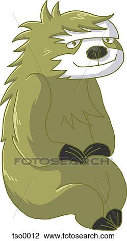 Clip Art of A sloth against white background tso0012 - Search Clipart