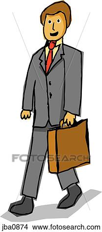 Drawings Of Man With Briefcase Jba0874 - Search Clip Art Illustrations 