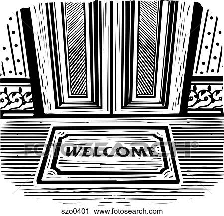 Clipart Of Welcome Mat B/w Szo0401 - Search Clip Art, Illustration ...