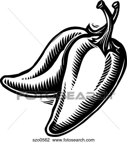 Clip Art Jalapeno Clipart clip art of two jalapeno peppers in black and white szo0562 fotosearch search clipart