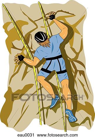 Clipart of An illustration of a man rock climbing eau0031 - Search Clip