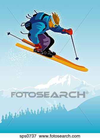 Stock Illustration of An illustration of a man skiing sps0737 - Search