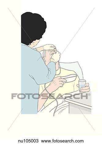 High+Fowlers+Position of male patient. Patient's head is elevated to high Fowler's position ...