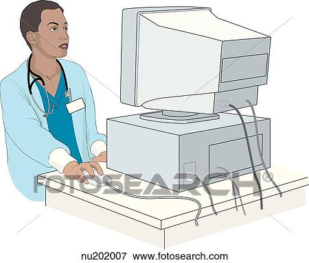 photo art of nurses on their computers at work