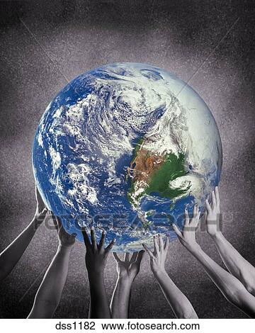 Stock Photo of Hands holding up the earth. dss1182 - Search Stock ...