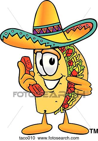 Clipart Of Taco With Phone Taco010 - Search Clip Art, Illustration 