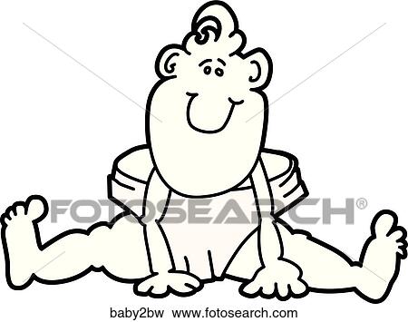 Stock Illustration of Baby Sitting - Black & White baby2bw - Search EPS