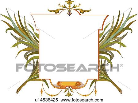 Clipart of White Banner with Green Leaves u14536425 - Search Clip Art