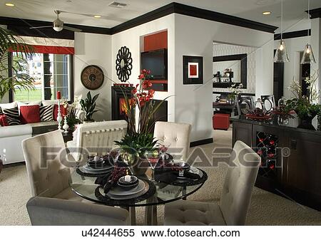 Stock bild schwarz, rot weiÃ, eÃecke, dn, wohnzimmer u42444655 ...