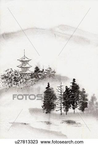 手绘图 - 庙 , 同时,