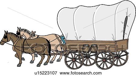 Clip Art of Covered Wagon u15223107 - Search Clipart, Illustration ...