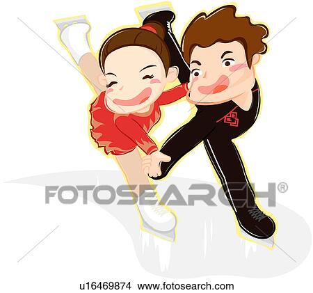 剪贴画 运动 , 执行, 跳舞, 冬季, 奥林匹克 运动会