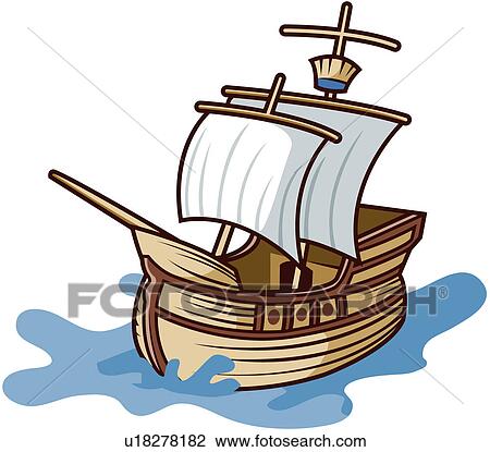 Clipart of sea, vessel, sailing, wind, sailboat, transportation