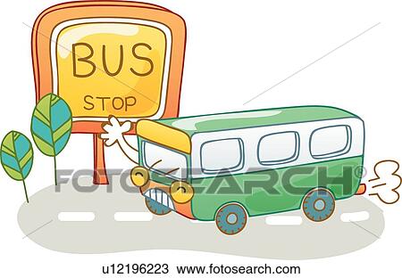 贴画 邮寄, 图标, 道路, 学校公共汽车, 公共汽车站, 陆地运输,高清图片