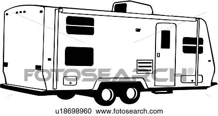 Clipart Of Camper Recreation Recreational Rv Trailer Clipart Of Camper Recreation Recreational Rv Trailer
