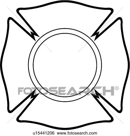 Clip Art Of , Cross, Department, Emergency, Emergency Services, Fire 