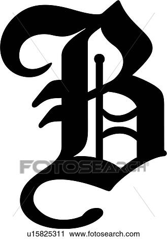 Clipart Of , Alphabet, Old English, B, Capital, Letter, Lettered ...