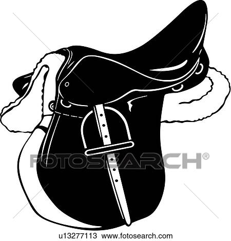 Clipart of , briddle, dressage, english, saddle, tack,