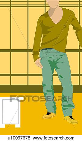 Stock Illustration of Young man standing with his hand in his pocket