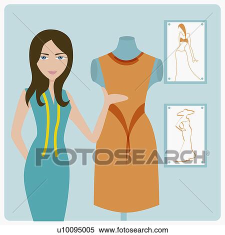 Stock Illustration Of Portrait A Female Fashion Designer Stock Illustration Of Portrait A Female Fashion Designer