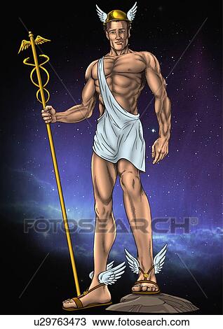 Drawing of Hermes the Messenger u29763473 - Search Clipart