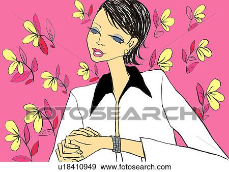 失量图库 - 妇女, 世界, 1, 布莱克<em>头发</em>, 有吸引力