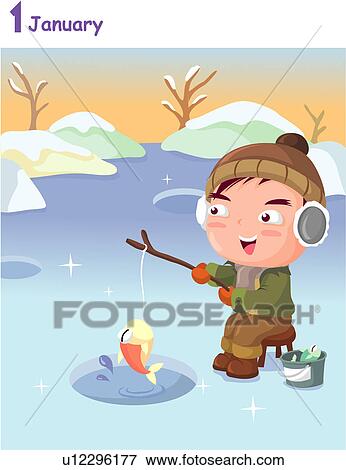 Download Stock Illustration of Boy Ice Fishing u12296177 - Search ...